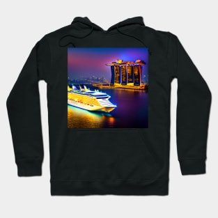 Cruise Ship Passing By The Sands Hotel In Singapore Around Dusk. Hoodie